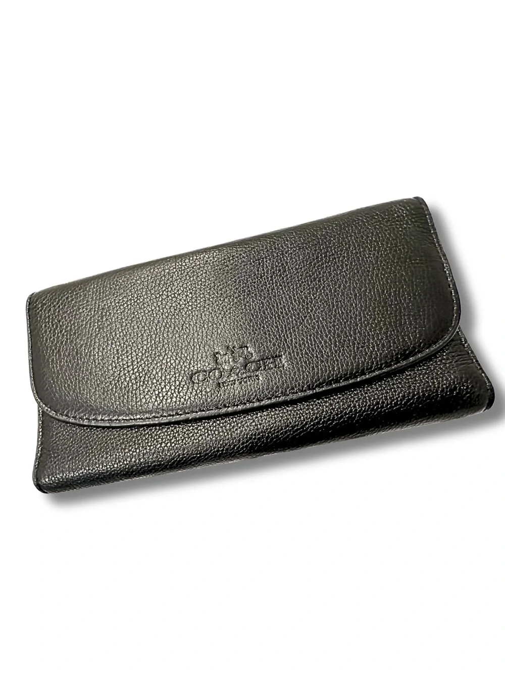 Coach Slim Envelope Wallet Pebbled Leather Black F52715 Card Holder Clutch